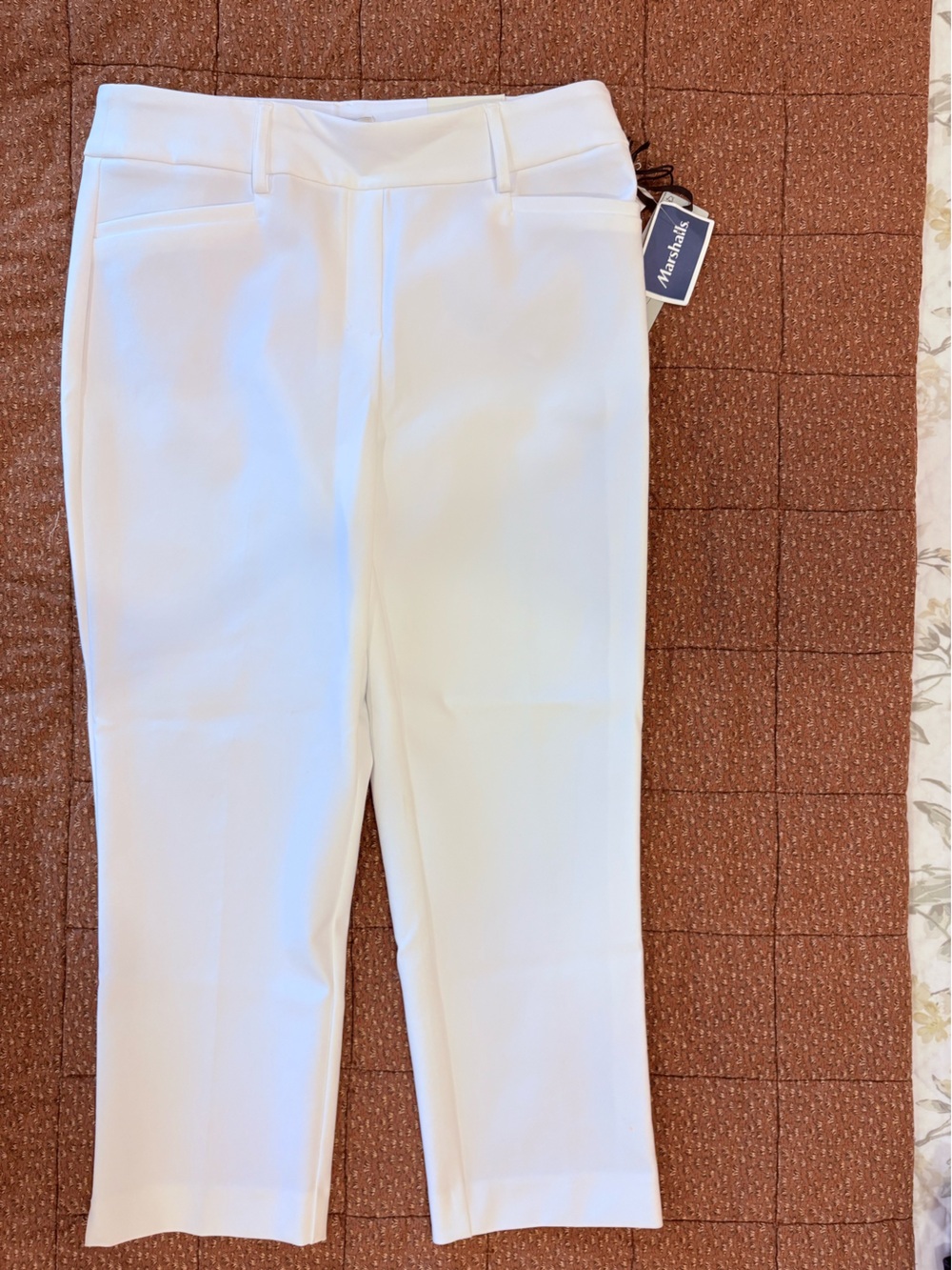 Rachel Zoe High Rise Slim Leg Capri Pants Elastic Waist Stretch White Size 6 NWT